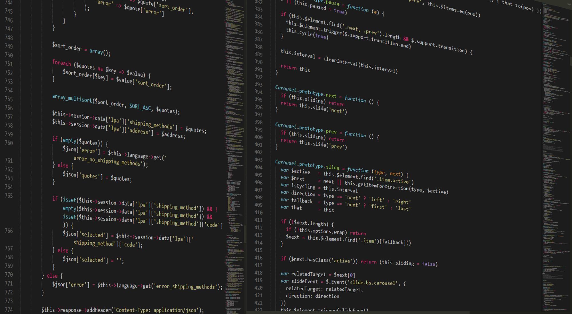 Lignes de code affichées dans un éditeur
